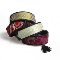 HKM-1799485 Simple Medium and Large PU Dog Collar in Black, Light Yellow, and White Yellow