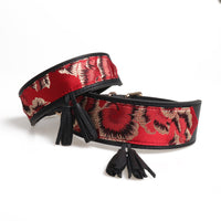 HKM-1799485 Simple Medium and Large PU Dog Collar in Black, Light Yellow, and White Yellow