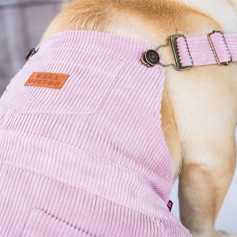 HKM-1799869 Spring and Summer Corduroy Pet Suspenders in Beige, Light Blue, and Light Pink