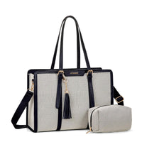HKM-179987 Women’s Canvas Laptop Tote Bag for 15.6in Laptops – Lightweight Office Handbag