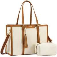 HKM-179987 Women’s Canvas Laptop Tote Bag for 15.6in Laptops – Lightweight Office Handbag