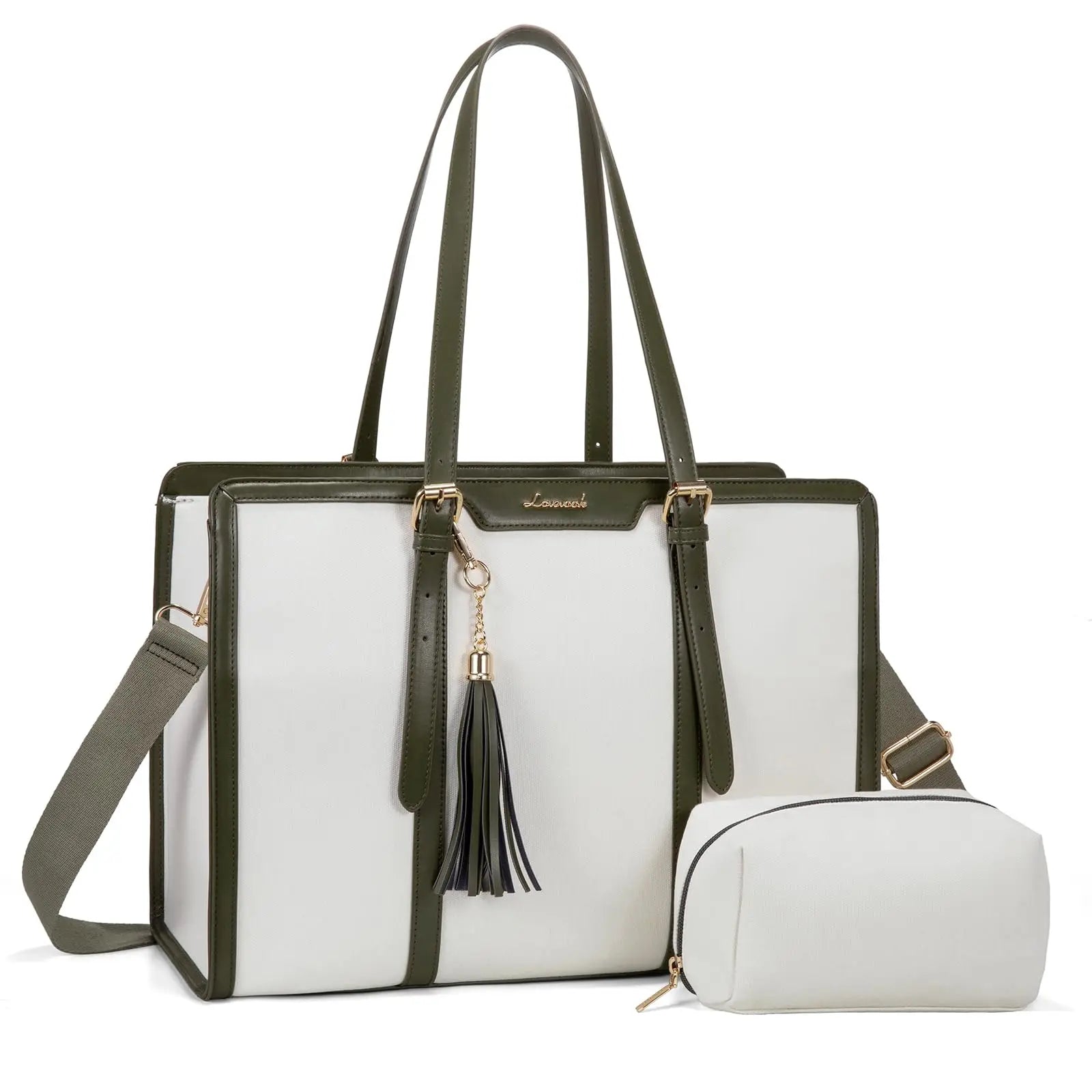 HKM-179987 Women’s Canvas Laptop Tote Bag for 15.6in Laptops – Lightweight Office Handbag