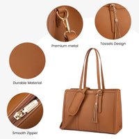 HKM-179987 Women’s Canvas Laptop Tote Bag for 15.6in Laptops – Lightweight Office Handbag