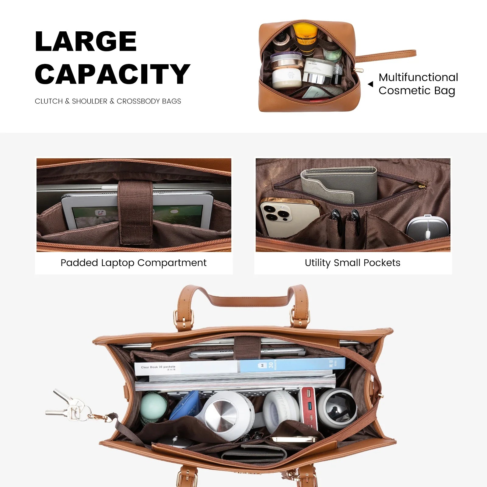 HKM-179987 Women’s Canvas Laptop Tote Bag for 15.6in Laptops – Lightweight Office Handbag