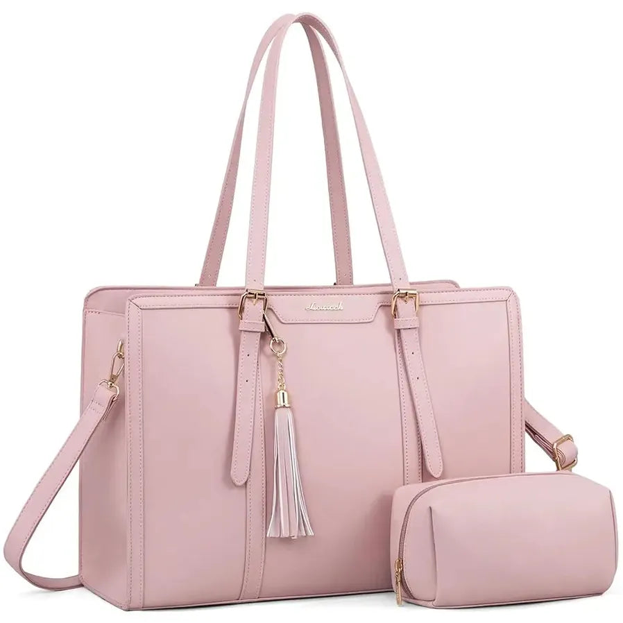 HKM-179987 Women’s Canvas Laptop Tote Bag for 15.6in Laptops – Lightweight Office Handbag