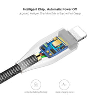 HKM-179987 Zinc Alloy Data Cable with Ballistic Nylon Rope - 1.2M Length, Available in Knight Black and Cool Black