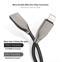 HKM-179987 Zinc Alloy Data Cable with Ballistic Nylon Rope - 1.2M Length, Available in Knight Black and Cool Black