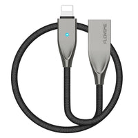 HKM-179987 Zinc Alloy Data Cable with Ballistic Nylon Rope - 1.2M Length, Available in Knight Black and Cool Black