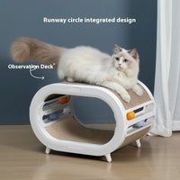 HKM-1800765 Cat Scratch Board Nest Villa with Chamfered Edges and Toy Attachment - White and Green