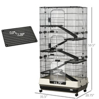 HKM-1801149 6-Tier Rolling Rabbit Cage with Large Living Space and Easy Access, Black