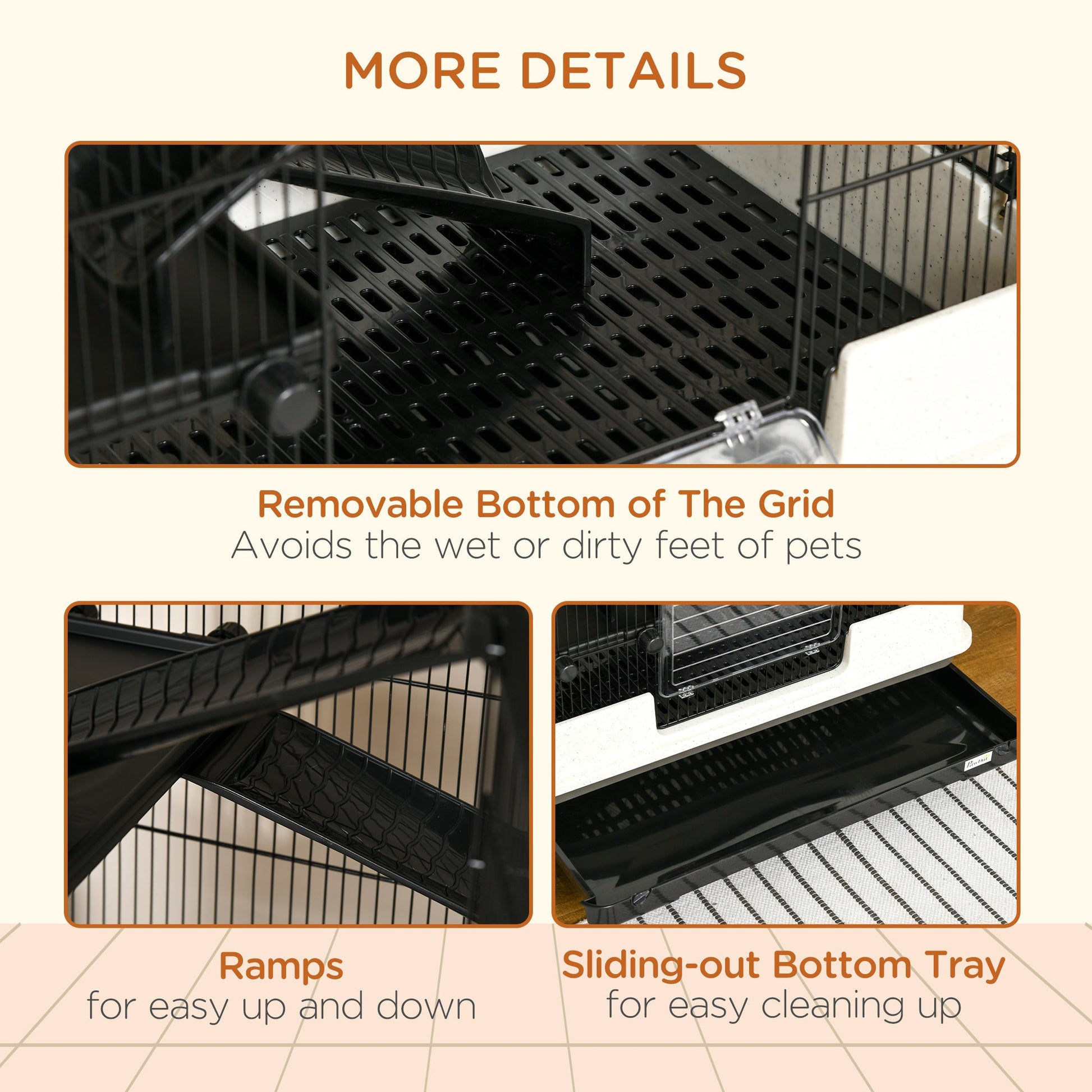 HKM-1801149 6-Tier Rolling Rabbit Cage with Large Living Space and Easy Access, Black