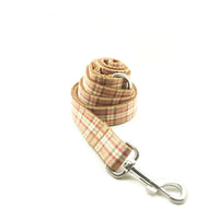HKM-1801277 Comfortable Plaid Dog Leash with Traction Belt - Orange Lattice Design, Available in Multiple Sizes