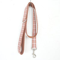 HKM-1801277 Comfortable Plaid Dog Leash with Traction Belt - Orange Lattice Design, Available in Multiple Sizes