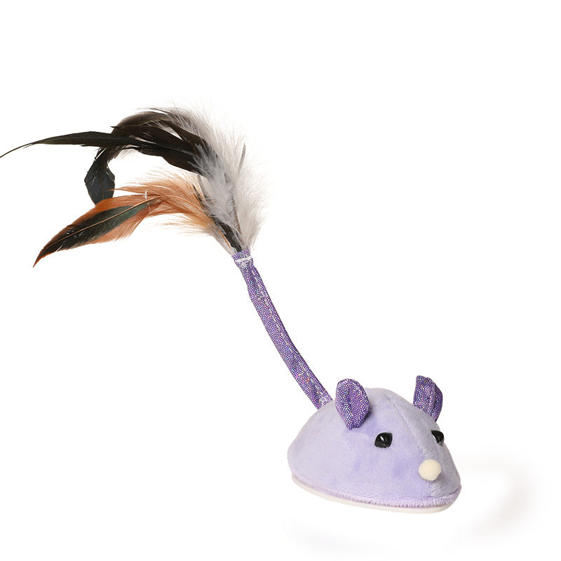 HKM-1802301 Electric Mouse Cat Stick Toy – Interactive Gnawing Toy for Cats, 17x10x8cm, Grey/Purple/Pink
