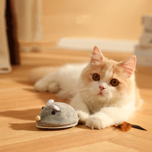 HKM-1802301 Electric Mouse Cat Stick Toy – Interactive Gnawing Toy for Cats, 17x10x8cm, Grey/Purple/Pink