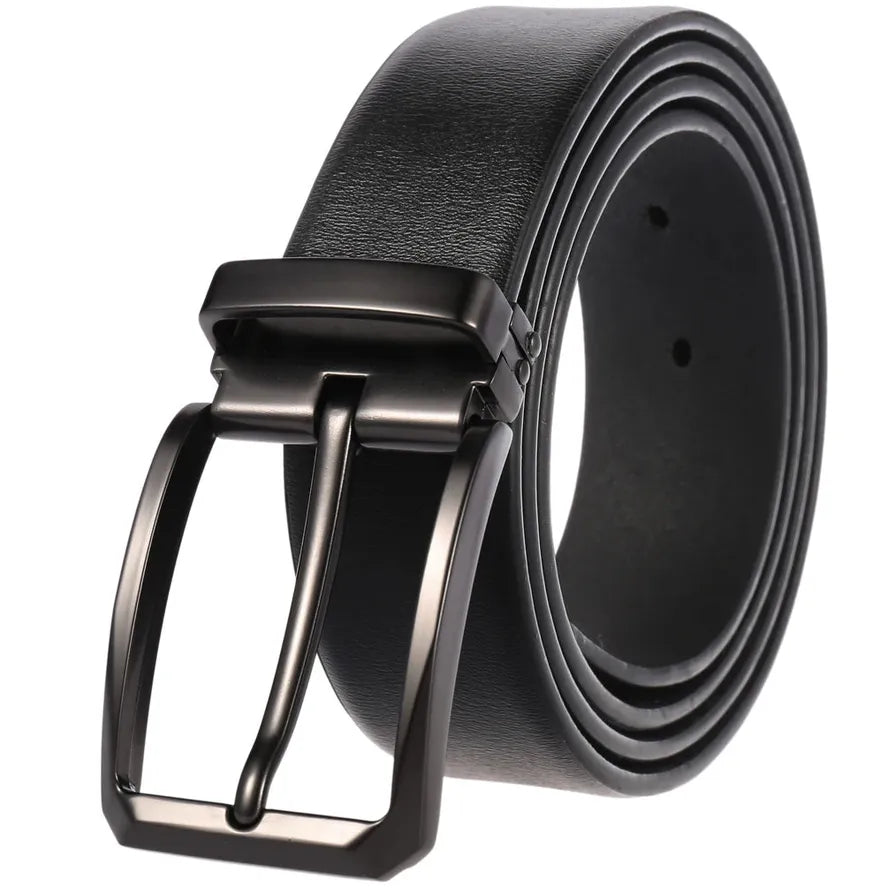 HKM-180307 Custom Logo Pin Buckle Belt for Men – Stylish Alloy Rotating Belt for Jeans and Casual Wear