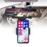 HKM-180307 Rearview Mirror Mobile Phone Holder for Navigation and Recording - Multi-Function Support Black or Gray