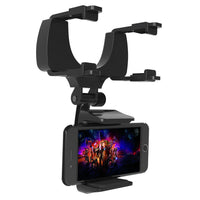 HKM-180307 Rearview Mirror Mobile Phone Holder for Navigation and Recording - Multi-Function Support Black or Gray