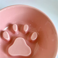 HKM-1803453 Choke Prevention Slow Feeder High Foot Pet Bowl - Cute Gradient Porcelain Design, 5.5-Inch Diameter