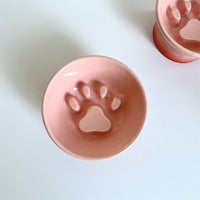 HKM-1803453 Choke Prevention Slow Feeder High Foot Pet Bowl - Cute Gradient Porcelain Design, 5.5-Inch Diameter