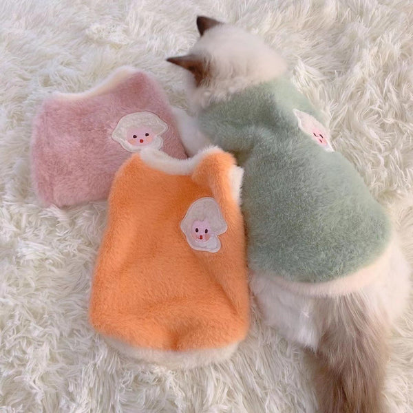 HKM-1803837 Fluffy Rabbit Plush Vest Jacket for Dogs in Multiple Colors and Sizes