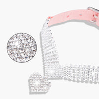 HKM-1805245 Soft Suede Diamond Cat Collar in Pink or Purple with Adjustable Size