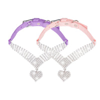 HKM-1805245 Soft Suede Diamond Cat Collar in Pink or Purple with Adjustable Size
