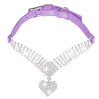 HKM-1805245 Soft Suede Diamond Cat Collar in Pink or Purple with Adjustable Size