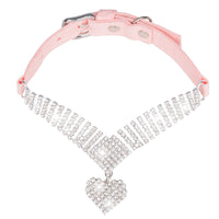 HKM-1805245 Soft Suede Diamond Cat Collar in Pink or Purple with Adjustable Size