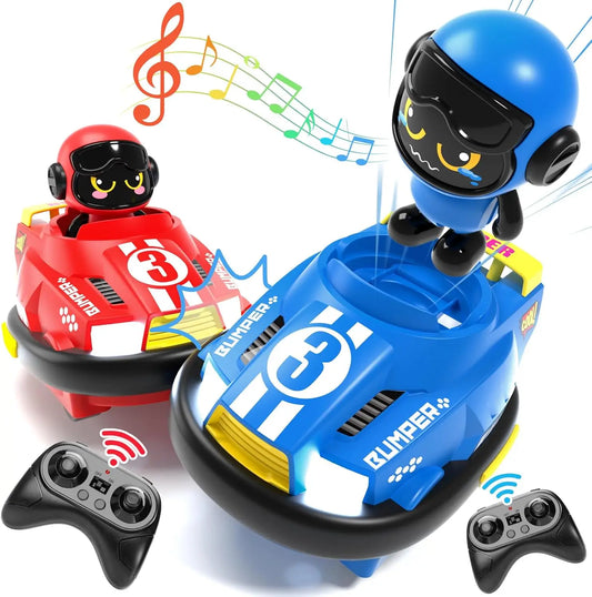 HKM-180563 2 Pack Mini Remote Controlled Ejector Bumper Cars for Kids - Fun Indoor/Outdoor RC Vehicle Set