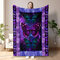 HKM-180755 Cozy Butterfly Print Flannel Blanket – Soft, Lightweight Throw for All Seasons, Multi-Purpose Use