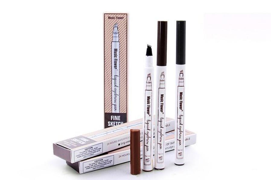 HKM-180819 Microblading Eyebrow Pen - Multicolor Options, M5031 Model with Maroon, Brown, Dark Gray, and Black Tones