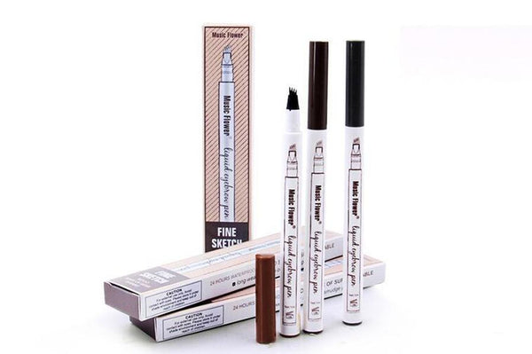 HKM-180819 Microblading Eyebrow Pen - Multicolor Options, M5031 Model with Maroon, Brown, Dark Gray, and Black Tones