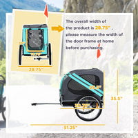 HKM-1808701 Pet Bike Trailer with Large Wheels and Multiple Entrances - Green, Weather-Resistant Design for Medium Dogs