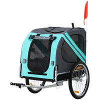 HKM-1808701 Pet Bike Trailer with Large Wheels and Multiple Entrances - Green, Weather-Resistant Design for Medium Dogs