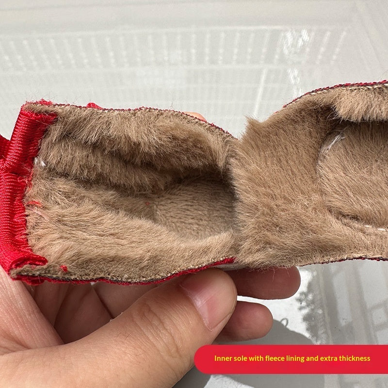 HKM-1809853 Winter Dog Shoes with Cotton Padding and Button Details - Set of 2 Pairs, Non-slip and Wear-resistant