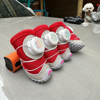 HKM-1809853 Winter Dog Shoes with Cotton Padding and Button Details - Set of 2 Pairs, Non-slip and Wear-resistant