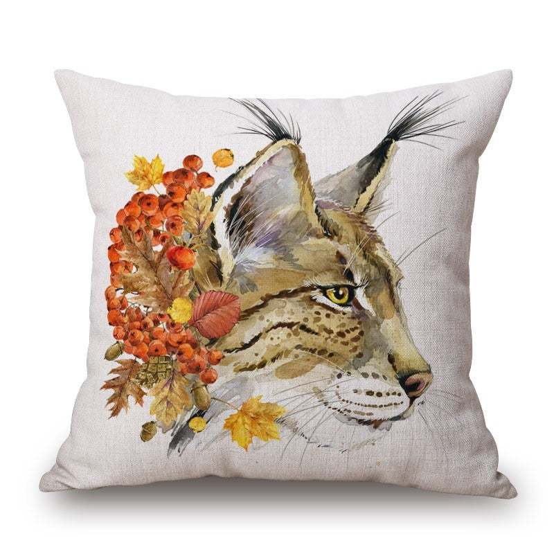HKM-181139 Linen Sunflower Cushion Cover - Modern Animal Pattern, Beige, 45x45CM