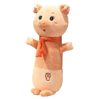 HKM-1812669 Cute Cartoon Long Plush Pillow - Pig, Frog, Rabbit Design, Available in 60cm, 80cm, 100cm Sizes