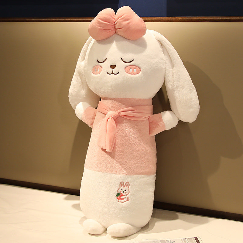 HKM-1812669 Cute Cartoon Long Plush Pillow - Pig, Frog, Rabbit Design, Available in 60cm, 80cm, 100cm Sizes