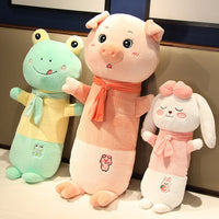 HKM-1812669 Cute Cartoon Long Plush Pillow - Pig, Frog, Rabbit Design, Available in 60cm, 80cm, 100cm Sizes
