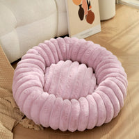 HKM-1813053 Cozy Round Plush Rabbit Mat for Cats and Dogs - Warm Winter Nest Bed