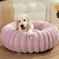 HKM-1813053 Cozy Round Plush Rabbit Mat for Cats and Dogs - Warm Winter Nest Bed