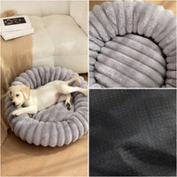 HKM-1813053 Cozy Round Plush Rabbit Mat for Cats and Dogs - Warm Winter Nest Bed
