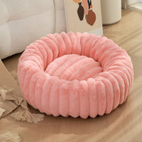 HKM-1813053 Cozy Round Plush Rabbit Mat for Cats and Dogs - Warm Winter Nest Bed