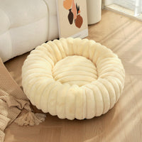HKM-1813053 Cozy Round Plush Rabbit Mat for Cats and Dogs - Warm Winter Nest Bed