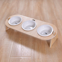 HKM-1813181 Ceramic Double Bowl Set with Stand for Cats and Small Dogs