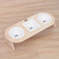 HKM-1813181 Ceramic Double Bowl Set with Stand for Cats and Small Dogs