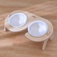HKM-1813181 Ceramic Double Bowl Set with Stand for Cats and Small Dogs