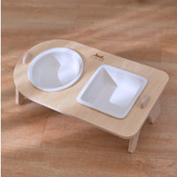 HKM-1813181 Ceramic Double Bowl Set with Stand for Cats and Small Dogs